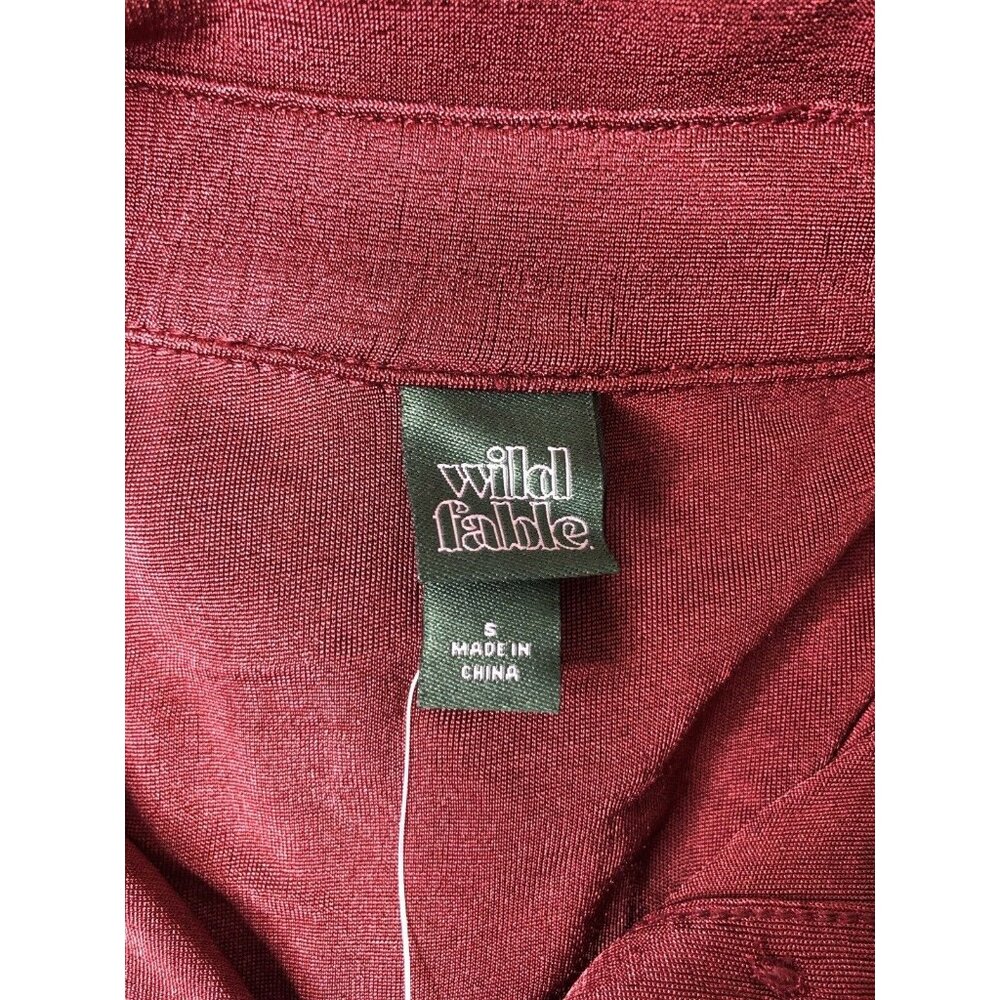Womens Wild Fable Berry Red Burgundy Button Up Mini Ruched BodyCon Dress Size S - Picture 4 of 5